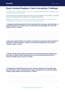 Free Animals Worksheet | Year 5 Greater Depth | BookFlik