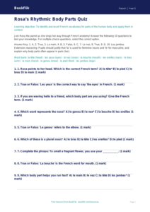 Free Body Parts Quiz | Year 5 Greater Depth | BookFlik