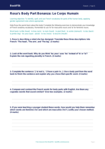Free Body Parts Worksheet | Year 5 Greater Depth | BookFlik
