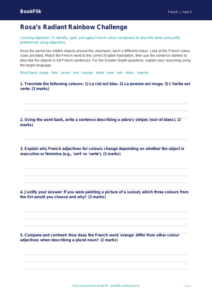 Free Colours Activity Sheet | Year 5 Greater Depth | BookFlik