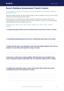 Free Colours Assessment | Year 5 Greater Depth | BookFlik