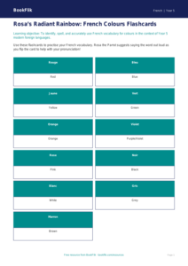 Free Colours Flashcards | Year 5 Greater Depth | BookFlik