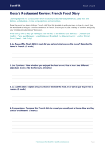 Free Food Template | Year 5 Greater Depth | BookFlik