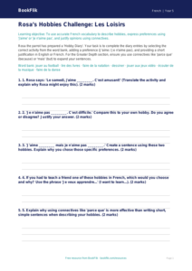 Free Hobbies Activity Sheet | Year 5 Greater Depth | BookFlik