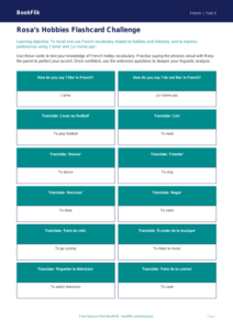 Free Hobbies Flashcards | Year 5 Greater Depth | BookFlik