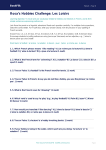 Free Hobbies Quiz | Year 5 Greater Depth | BookFlik