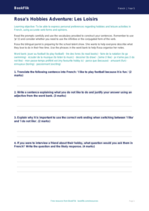 Free Hobbies Worksheet | Year 5 Greater Depth | BookFlik