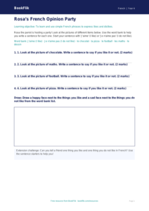 Free Opinion Phrases Activity Sheet | Year 4 Supported | BookFlik