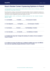 Free Opinion Phrases Activity Sheet | Year 5 Greater Depth | BookFlik