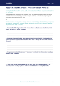 Free Opinion Phrases Worksheet | Year 5 Greater Depth | BookFlik