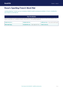 Free Sports Word Mat | Year 5 Greater Depth | BookFlik