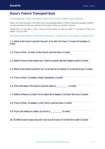Free Transport Quiz | Year 4 Supported | BookFlik
