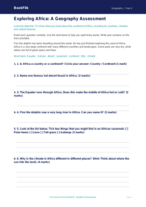 Free Africa Assessment | Year 4 Supported | BookFlik