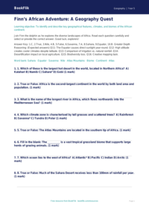 Free Africa Quiz | Year 5 Greater Depth | BookFlik