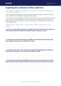 Free Africa Worksheet | Year 5 Greater Depth | BookFlik