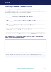 Free Asia Activity Sheet | Year 4 Supported | BookFlik
