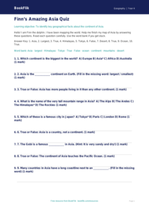 Free Asia Quiz | Year 4 Supported | BookFlik