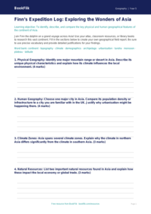 Free Asia Geography Worksheet | Year 5 Greater Depth | BookFlik
