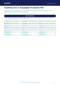 Free Asia Word Mat | Year 5 Greater Depth | BookFlik