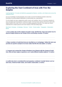 Free Asia Worksheet | Year 5 Greater Depth | BookFlik