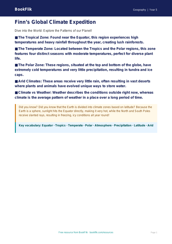 Free Climate Poster | Year 5 Greater Depth | BookFlik worksheet preview — Geography Climate