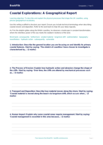 Free Coasts Writing Frame | Year 5 Greater Depth | BookFlik