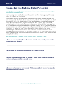 Free Continents And Oceans Comprehension | Year 5 Greater Depth | BookFlik