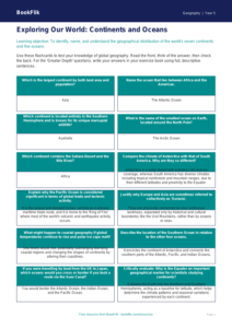 Free Continents And Oceans Flashcards | Year 5 Greater Depth | BookFlik
