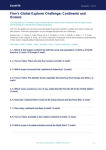 Free Continents And Oceans Quiz | Year 5 Greater Depth | BookFlik