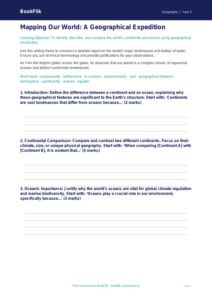 Free Continents And Oceans Writing Frame | Year 5 Greater Depth | BookFlik
