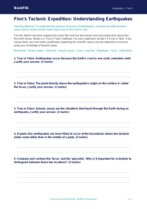 Free Earthquakes Activity Sheet | Year 5 Greater Depth | BookFlik