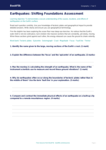 Free Earthquakes Assessment | Year 5 Greater Depth | BookFlik