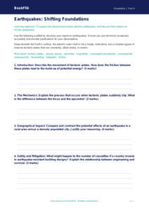 Free Earthquakes Writing Frame | Year 5 Greater Depth | BookFlik