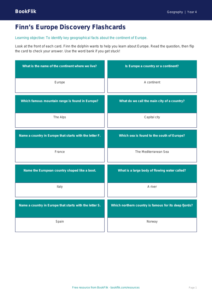 Free Europe Flashcards | Year 4 Supported | BookFlik