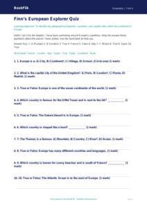 Free Europe Quiz | Year 4 Supported | BookFlik