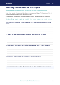 Free Europe Writing Frame | Year 4 Supported | BookFlik