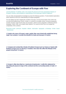 Free Europe Worksheet | Year 5 Greater Depth | BookFlik