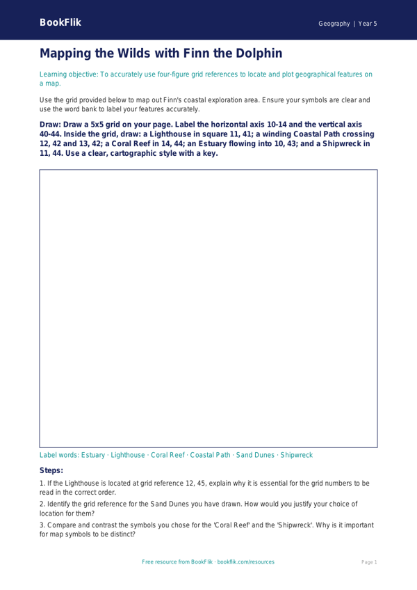 Free Grid References Drawing Sheet | Year 5 Greater Depth | BookFlik worksheet preview — Geography Grid References