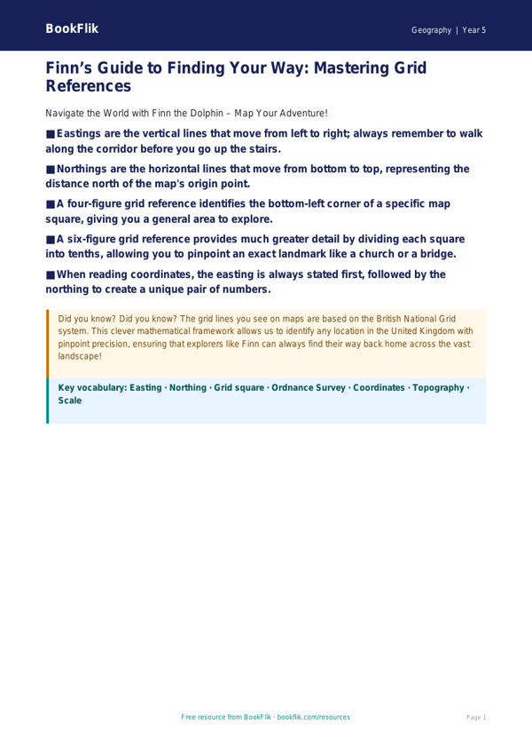 Free Grid References Poster | Year 5 Greater Depth | BookFlik worksheet preview — Geography Grid References