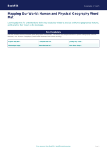 Free Human And Physical Geography Word Mat | Year 5 Greater Depth | BookFlik