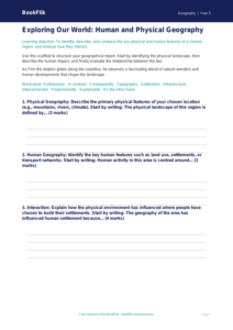 Free Human And Physical Geography Writing Frame | Year 5 Greater Depth | BookFlik