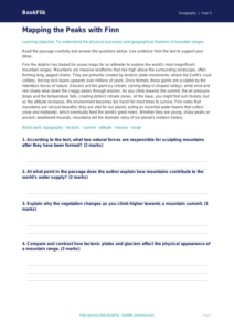 Free Mountains Comprehension | Year 5 Greater Depth | BookFlik