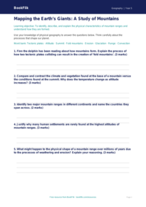 Free Mountains Worksheet | Year 5 Greater Depth | BookFlik