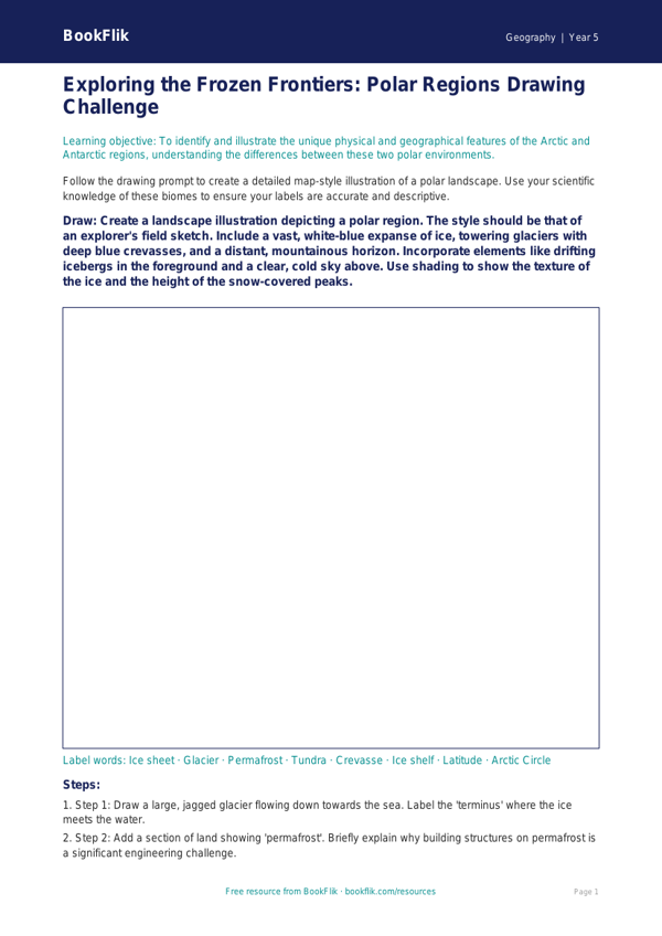Free Polar Regions Drawing Sheet | Year 5 Greater Depth | BookFlik worksheet preview — Geography Polar Regions