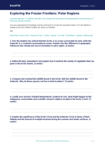 Free Polar Regions Worksheet | Year 5 Greater Depth | BookFlik