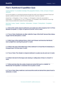 Free Rainforests Quiz | Year 5 Greater Depth | BookFlik