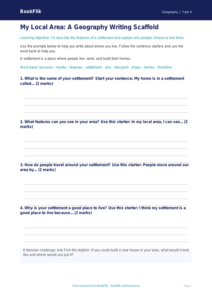 Free Settlements Writing Frame | Year 4 Supported | BookFlik