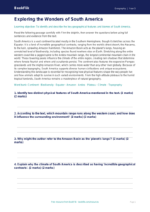 Free South America Comprehension | Year 5 Greater Depth | BookFlik