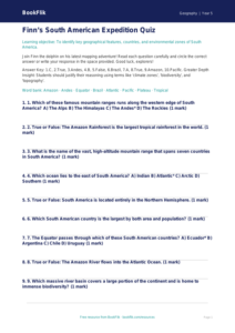Free South America Quiz | Year 5 Greater Depth | BookFlik