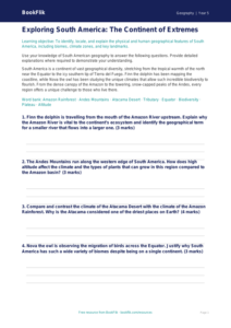 Free South America Worksheet | Year 5 Greater Depth | BookFlik